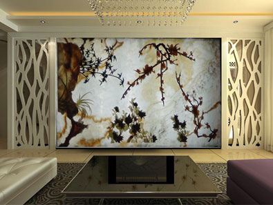 梅花朵朵玉雕屏风效果图