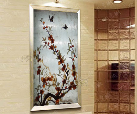红梅傲骨玉雕屏风效果图