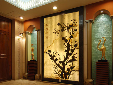 孤梅傲骨玉雕屏风效果图