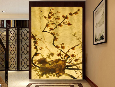 红梅傲骨玉雕屏风效果图