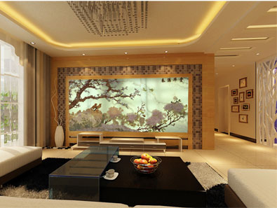 花团簇锦玉雕屏风效果图