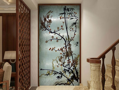 傲雪寒梅玉雕屏风效果图