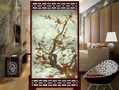 玉雕玉兰屏风效果图