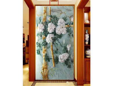 竹子玉兰玉雕屏风效果图