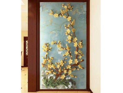 腊梅盛开玉雕屏风效果图