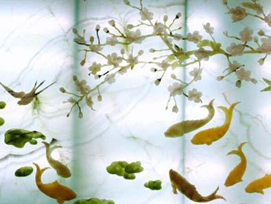 玉雕屏风-鱼戏荷叶