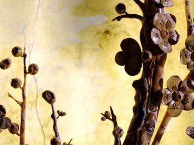 玉雕屏风 梅花细节图